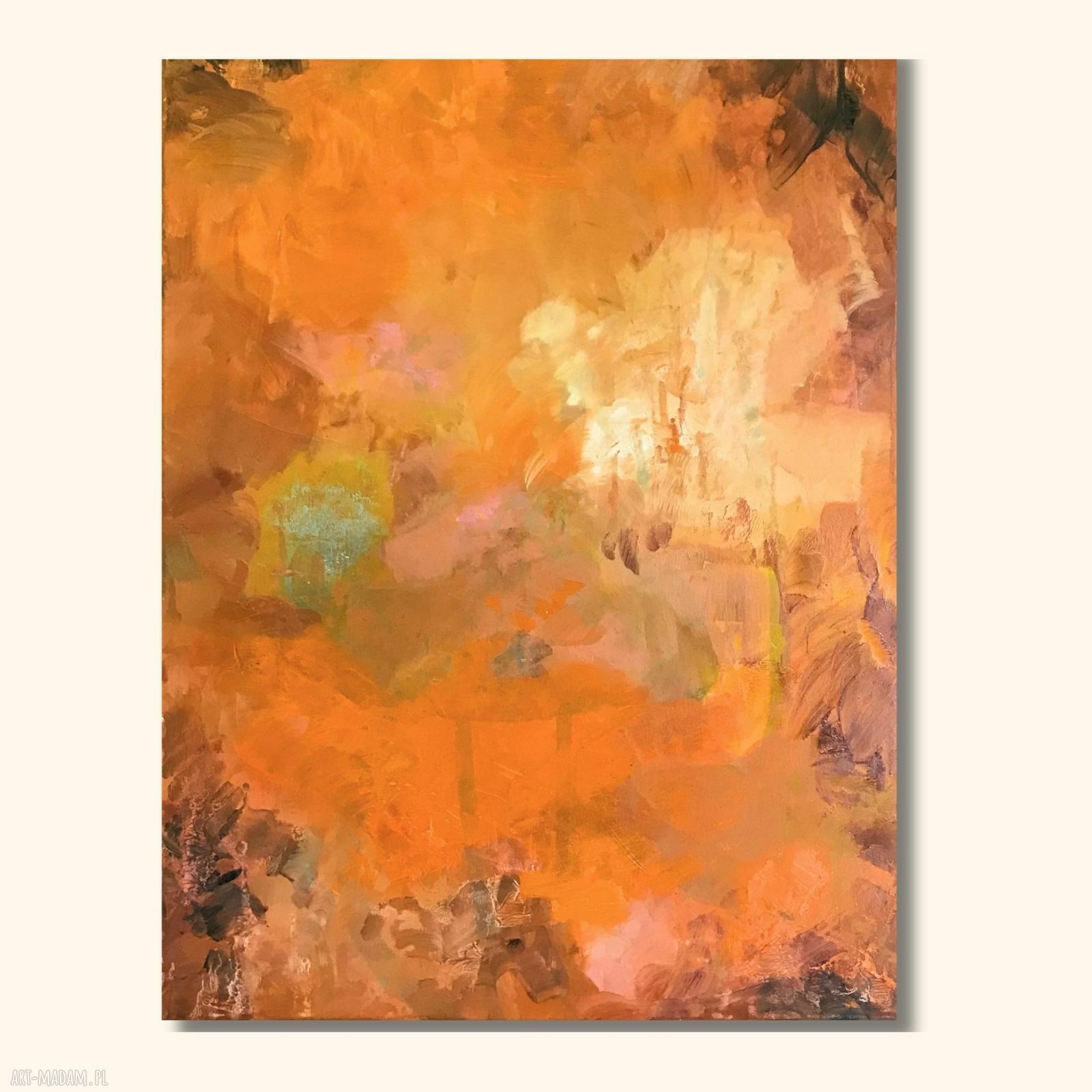 Obraz olejny Pejzaż emocjonalny 80x60 cm - sztuka współczesna w ciepłych kolorach