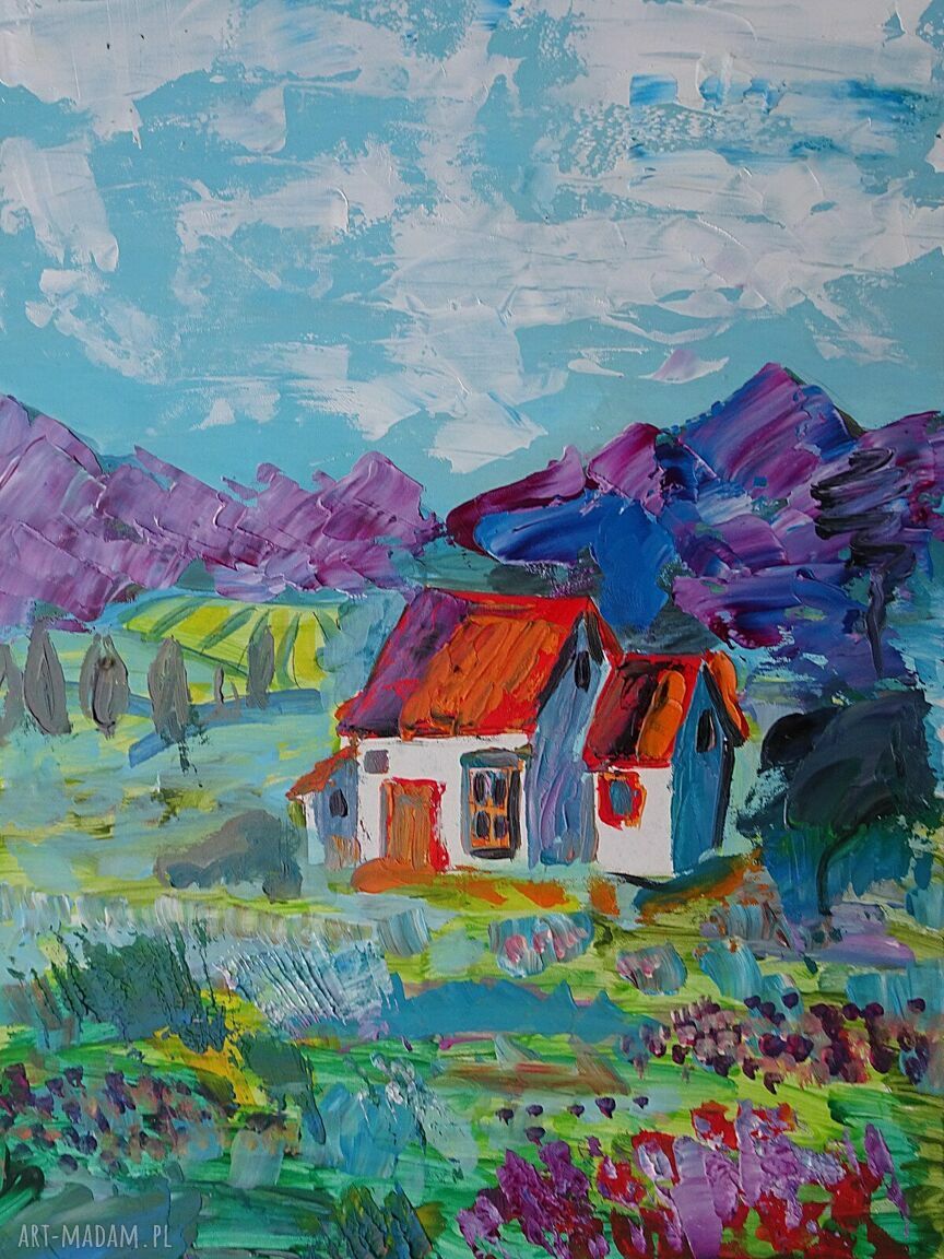 Obraz olejny „Polska wieś spokojna” 30x40 cm ręcznie malowany | Edycja limitowana