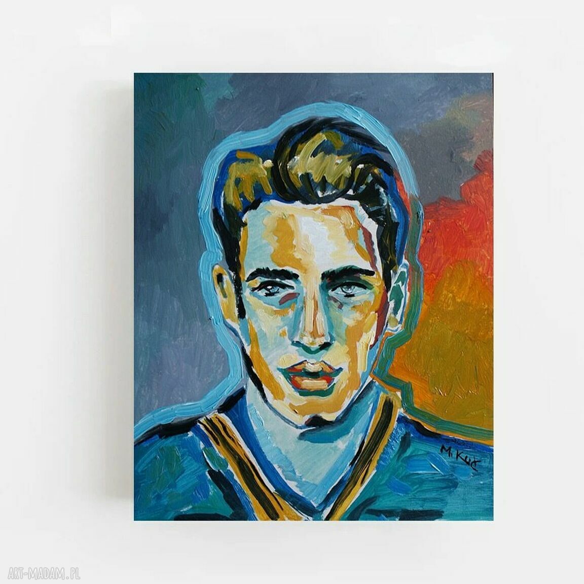 Obraz olejny Portret Aktor Noir do salonu na zamówienie - 24 x 30 cm, limitowana edycja