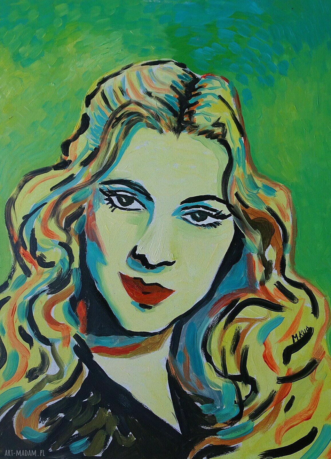 Obraz olejny portret Joan Fontaine 30x40 cm ręcznie malowany