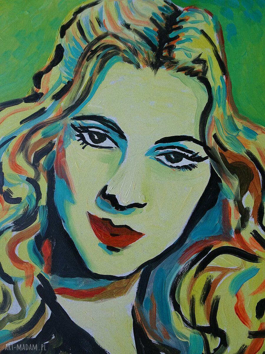 Obraz olejny portret Joan Fontaine 30x40 cm ręcznie malowany