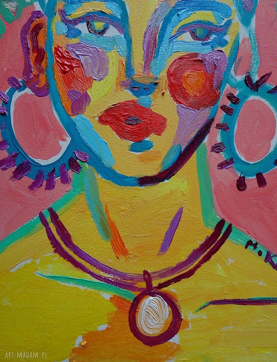 Ręcznie malowany obraz olejny portret kobiecy