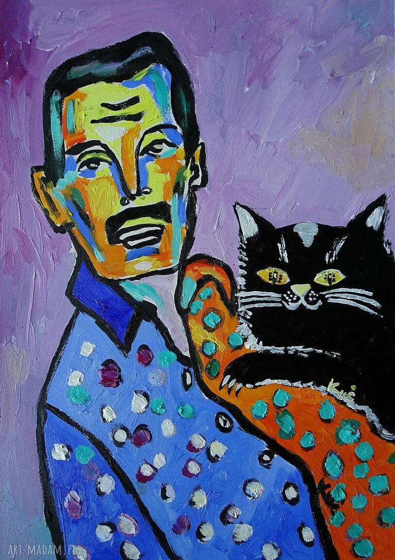 Obraz olejny Freddie Mercury do salonu - ręcznie malowany A4