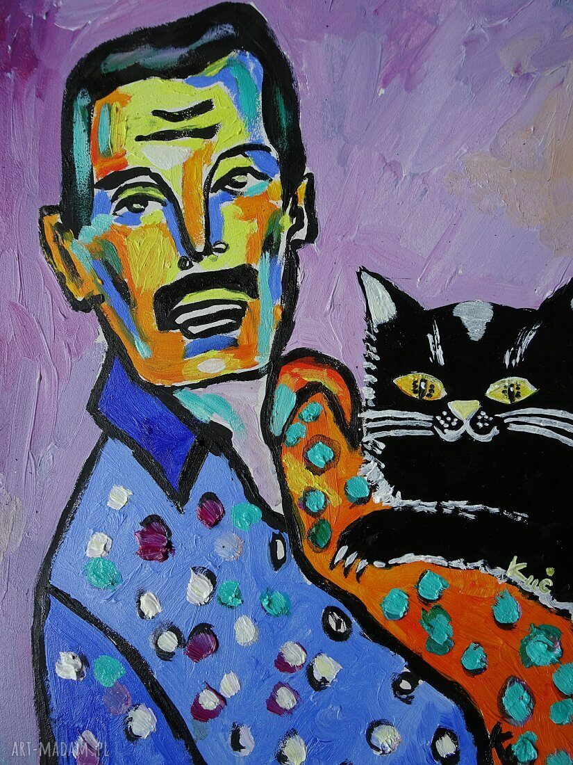 Obraz olejny Freddie Mercury do salonu ręcznie malowany A4