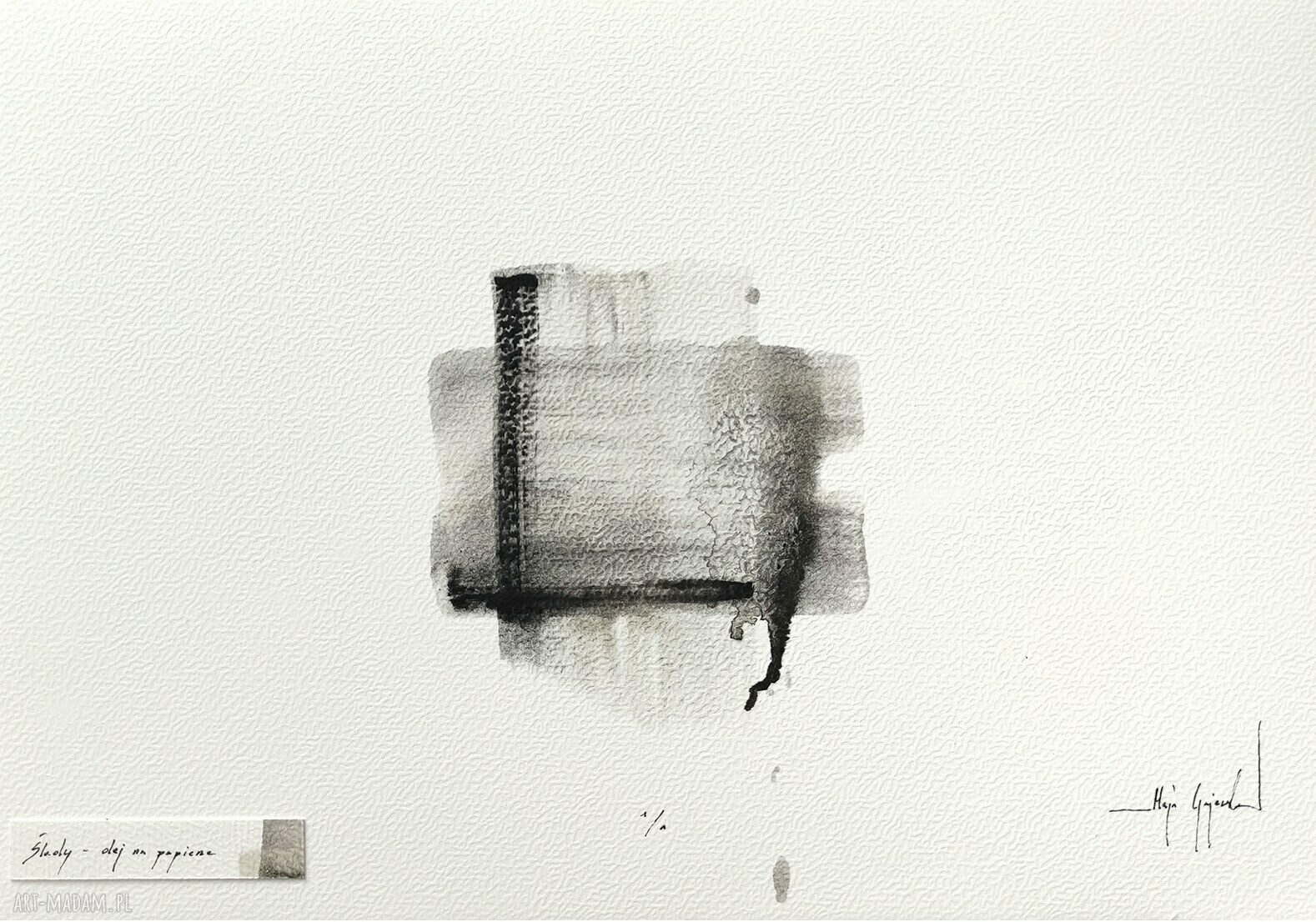 Obraz olejny na papierze "Ślady" 03 w sepii - dekoracja do sypialni 40x30 cm