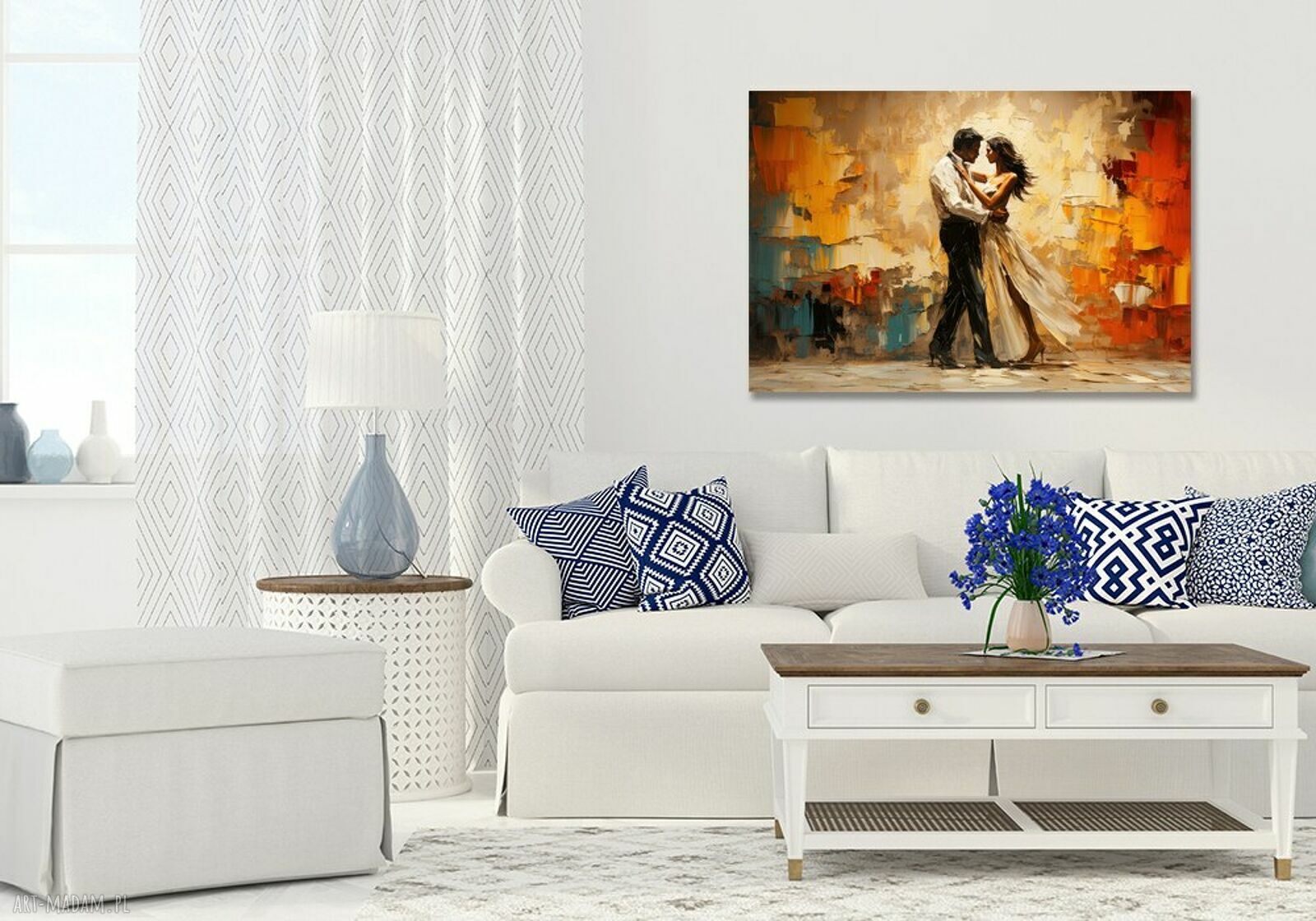 Obraz na płótnie Para w tańcu - abstrakcja w złotych barwach 120x80 cm