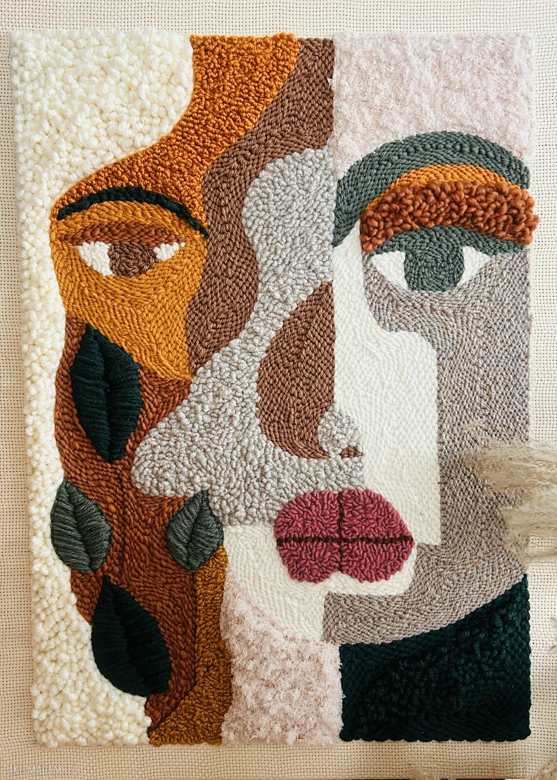 Boho obraz na ścianę 60x80 cm - punch needle 3D Sznurkowelove