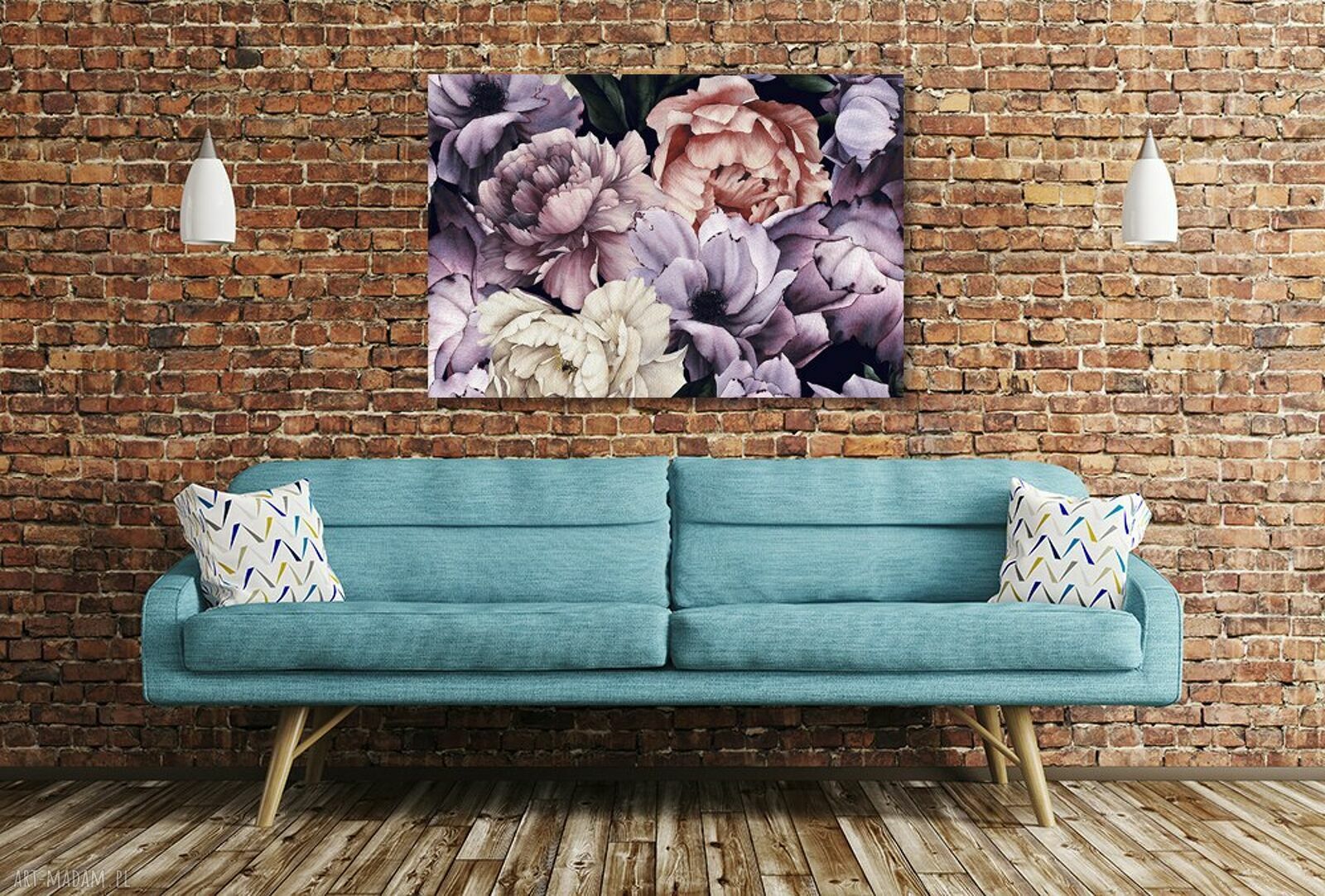 Obraz na płótnie z piwoniami - fioletowe i różowe kwiaty 120x80 cm