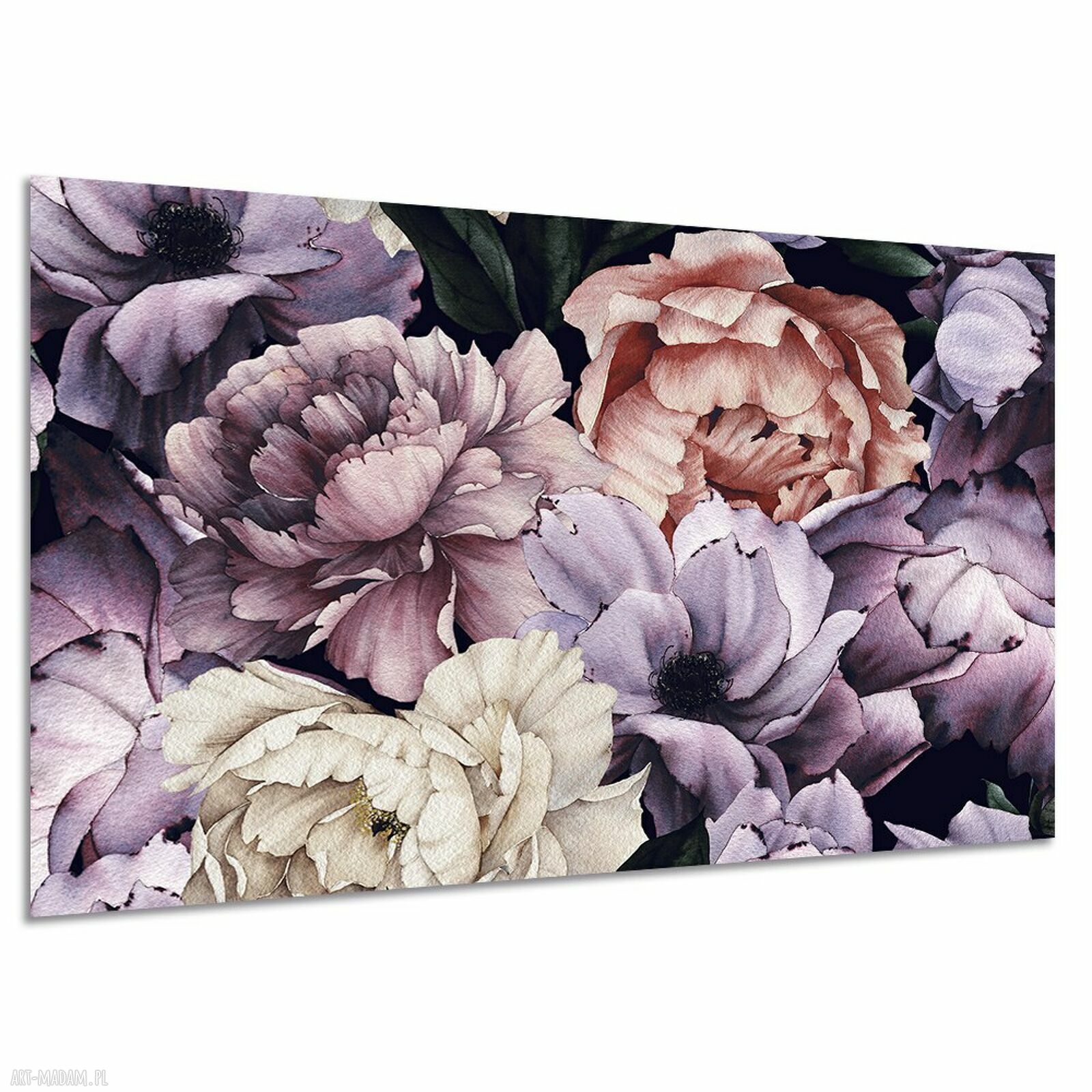 Obraz na płótnie z piwoniami - fioletowe i różowe kwiaty 120x80 cm