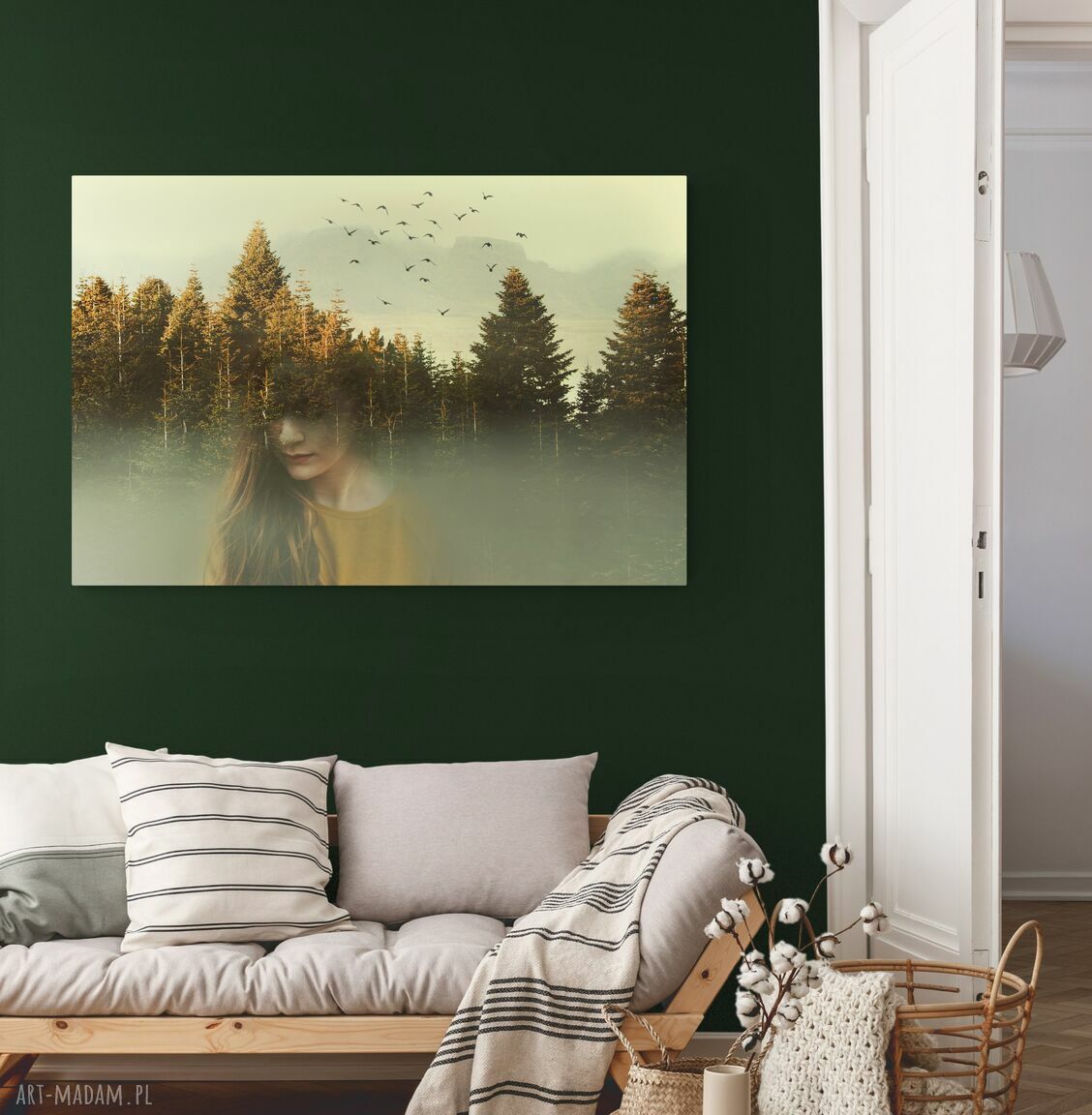 Plakat 40x30 natura: kobieta i las - dekoracja ścienna
