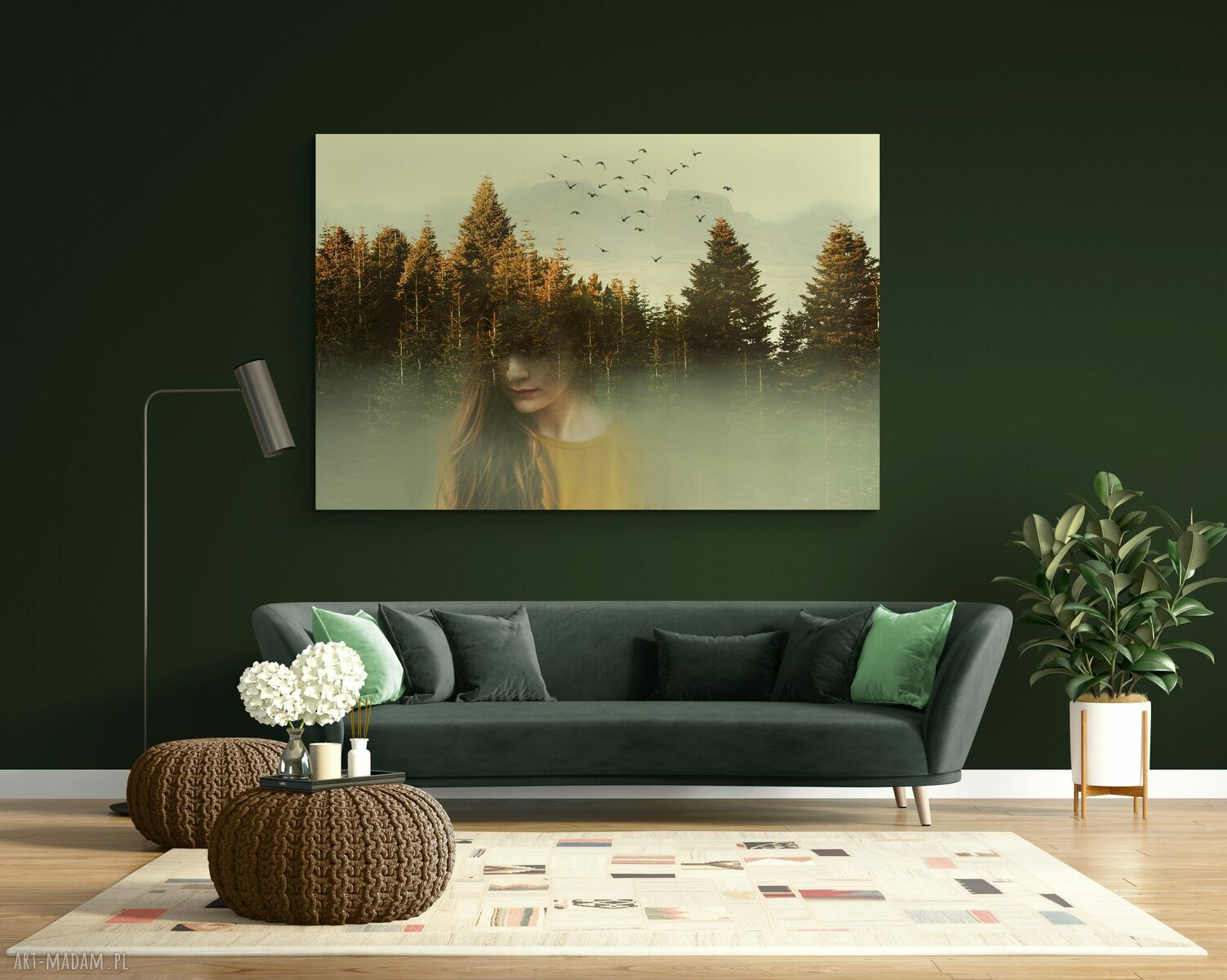 Plakat 40x30 natura: kobieta i las - dekoracja ścienna