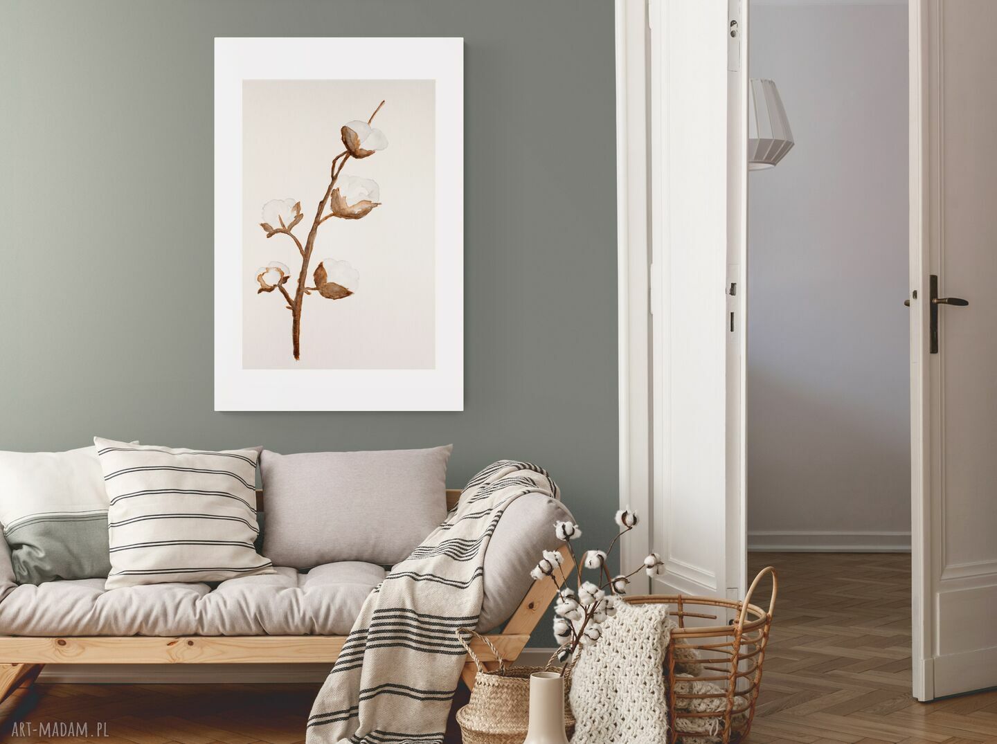 Obraz - plakat 40x60 cm Bawełna II - beżowa dekoracja ścienna