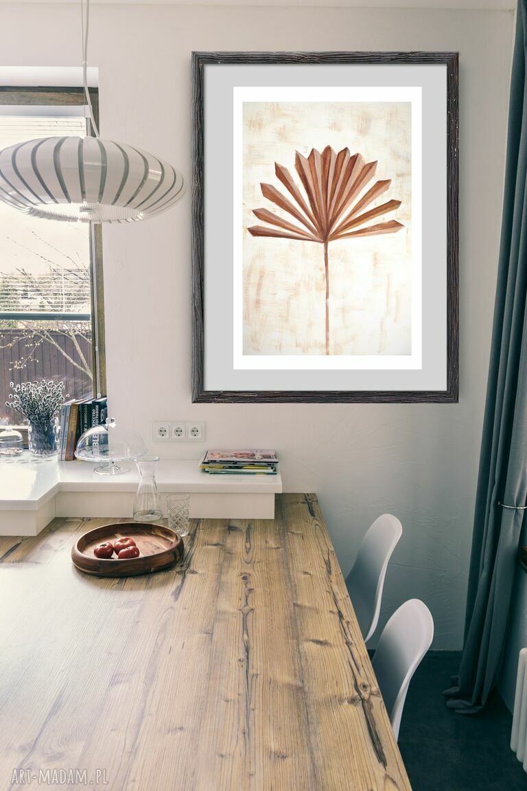Plakat boho 40x60 z liściem - dekoracja do Twojego domu