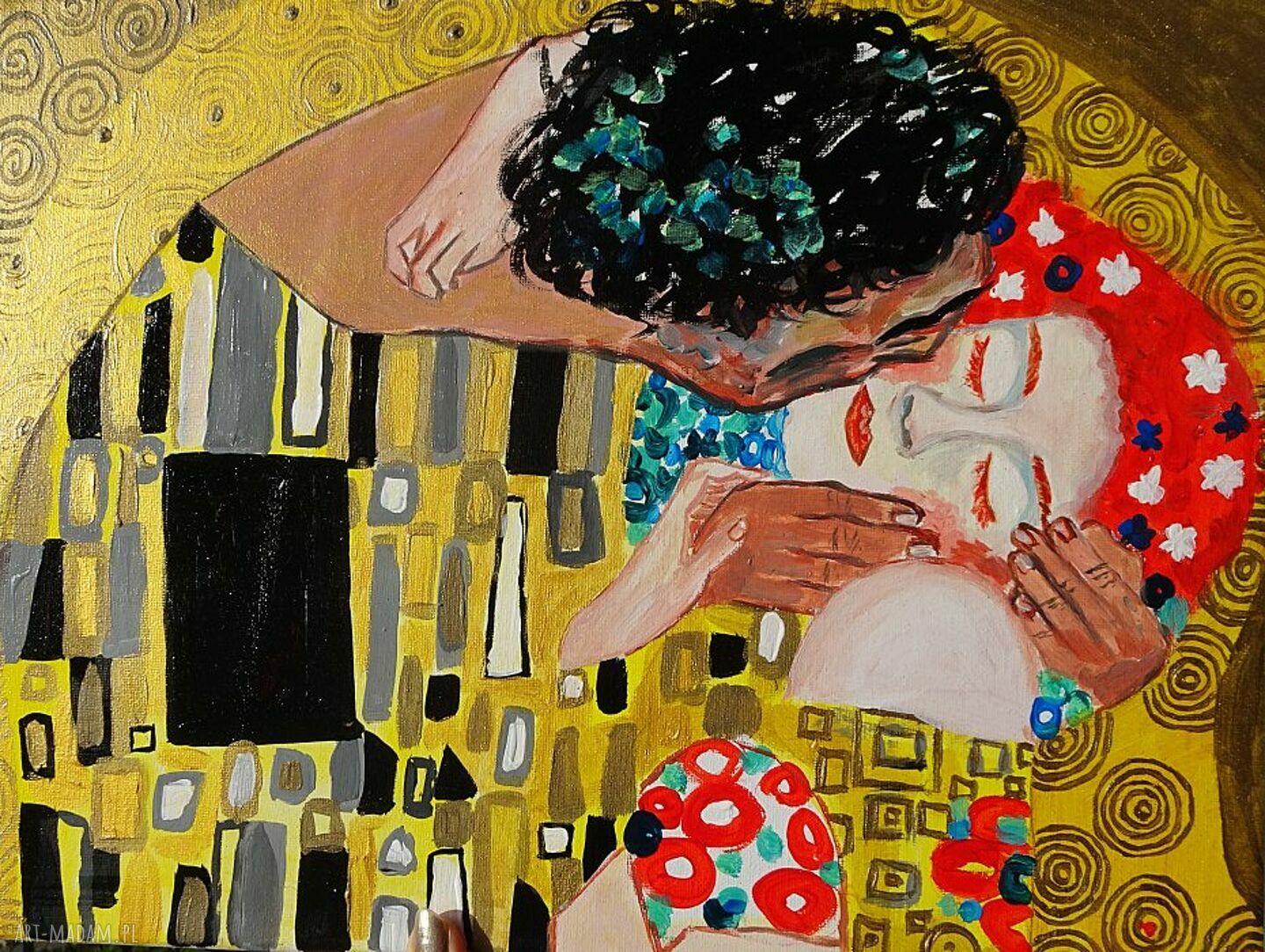 Obraz Pocałunek Gustaw Klimt 30x40 cm akryl na płótnie