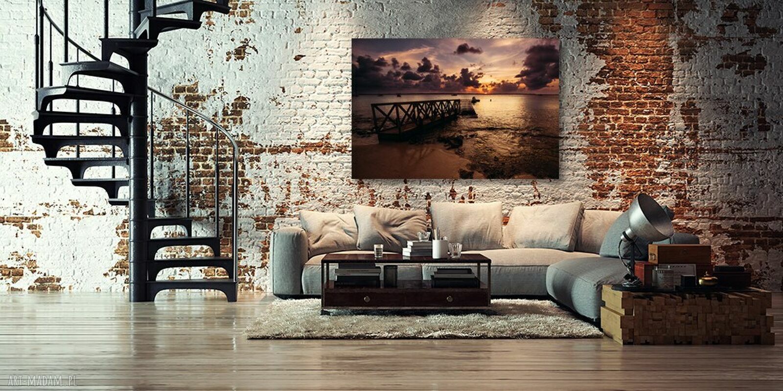 Obraz na płótnie Pomost nad morzem - zachód słońca 120x80 cm