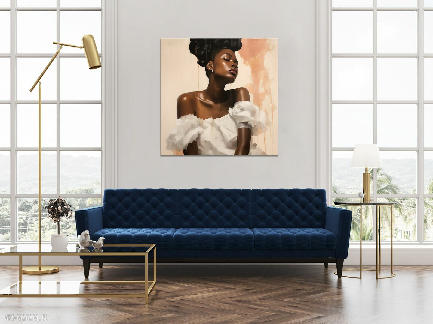 Obraz portret kobiety 50x50 - minimalistyczny wydruk artystyczny Tecco Matte