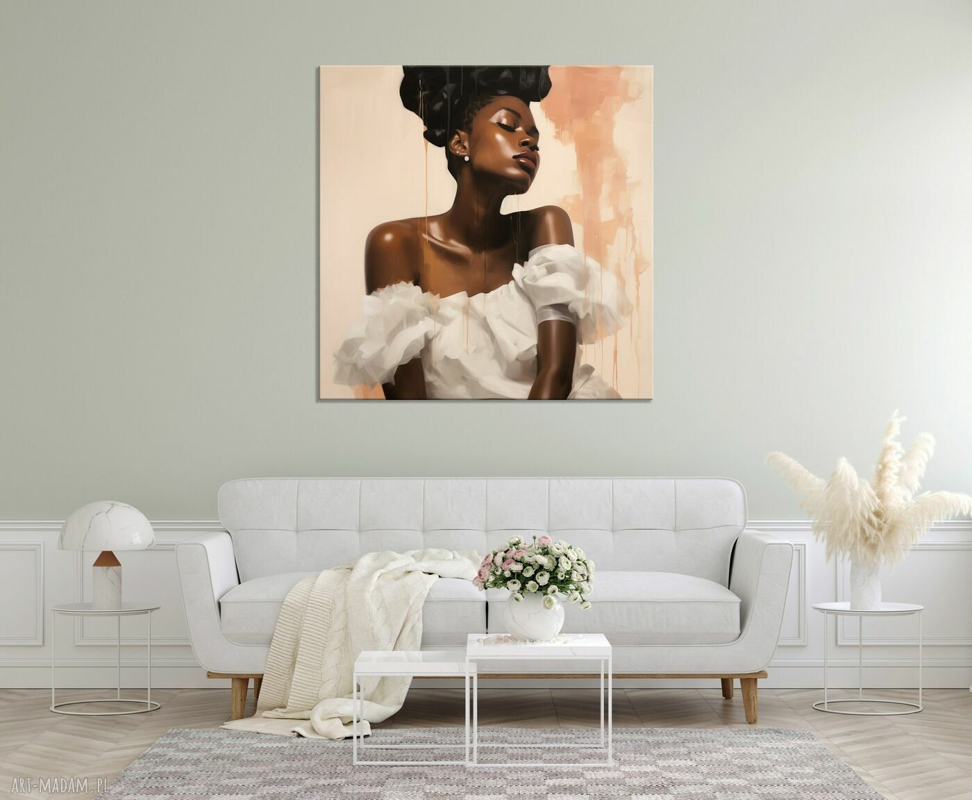 Obraz portret kobiety 50x50 - minimalistyczny wydruk artystyczny Tecco Matte
