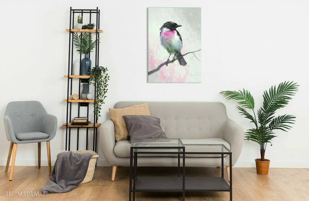 Nowoczesny obraz z ptakiem na płótnie 70x50 cm - bez ramy