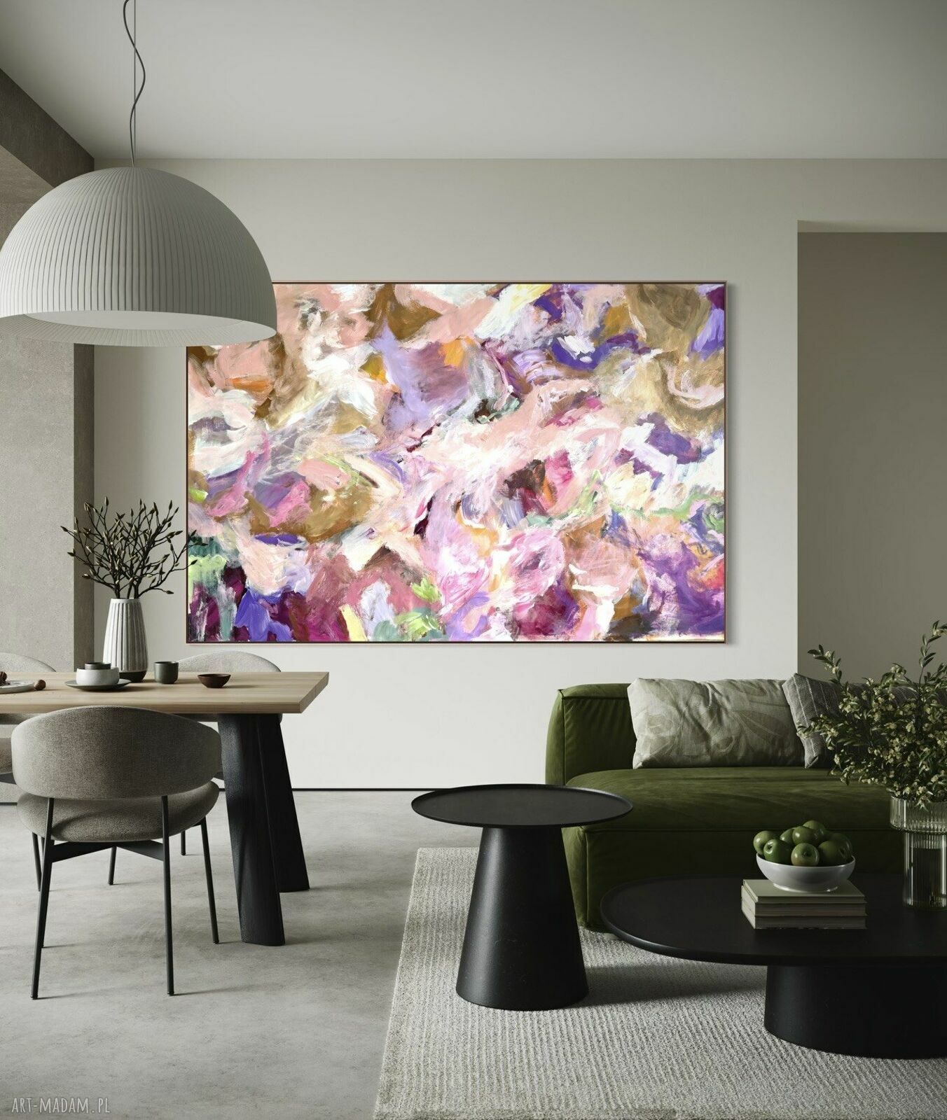 Kolorowy obraz abstrakcyjny ręcznie malowany 156x105 cm do salonu i nowoczesnych wnętrz