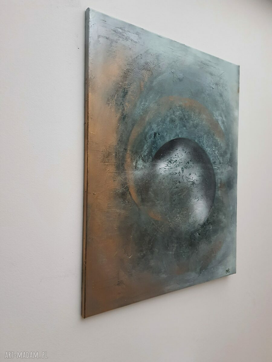LUNA - nowoczesny obraz księżyc ręcznie malowany na płótnie 80x100 cm