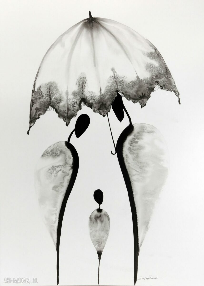 Obraz ręcznie malowany 50x70 cm - czarno-biała nowoczesna abstrakcja
