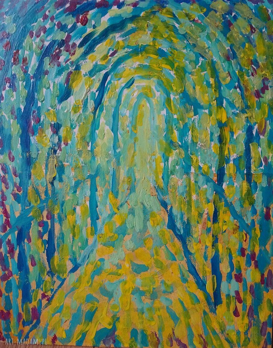 Baśniowy pejzaż - ręcznie malowany obraz olejny na płycie 24 x 30 cm