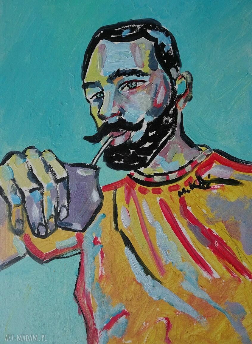Portret Sarmaty - ręcznie malowany obraz olejny na płycie