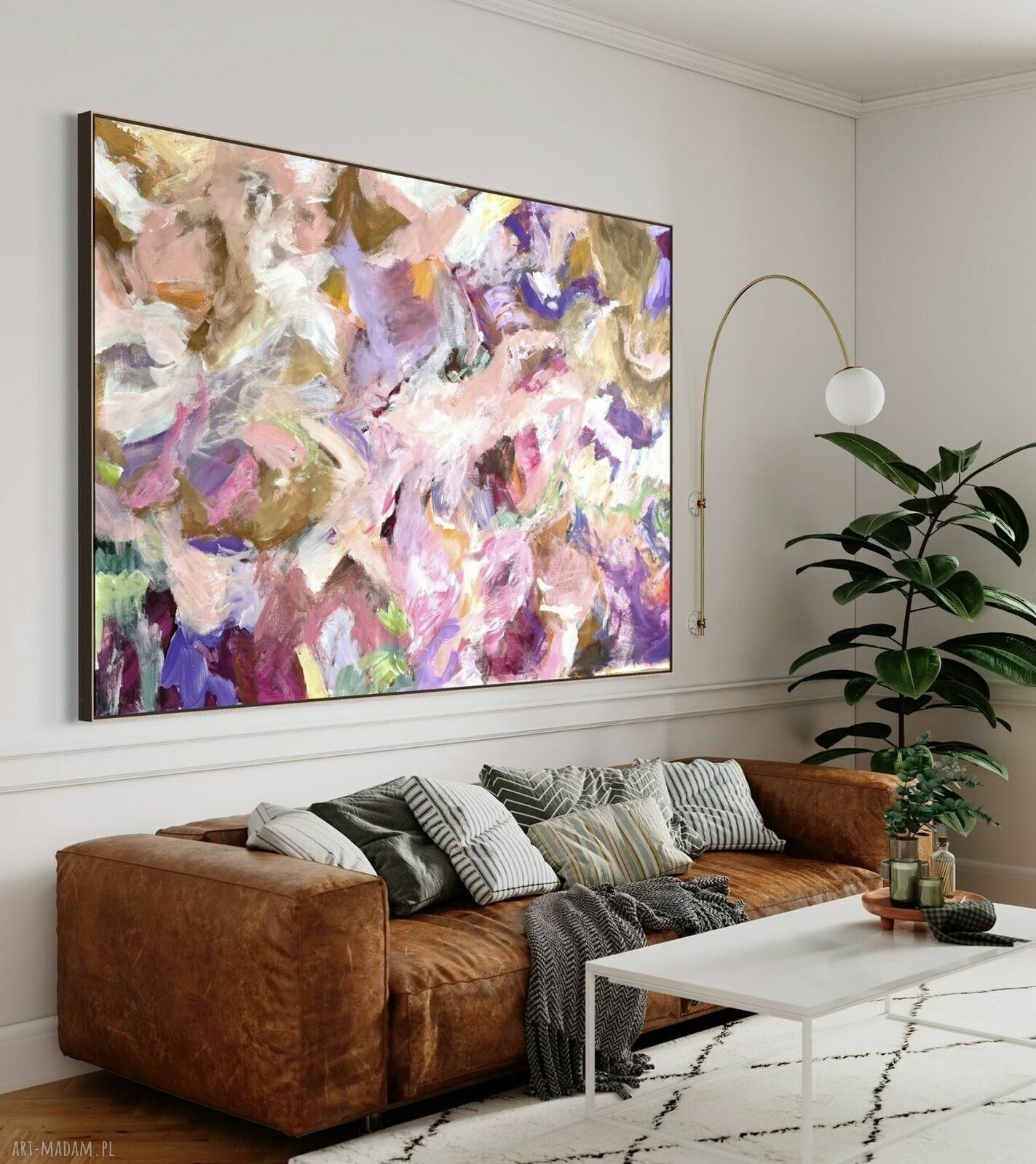 Kolorowy obraz abstrakcyjny ręcznie malowany 156x105 cm do salonu i nowoczesnych wnętrz