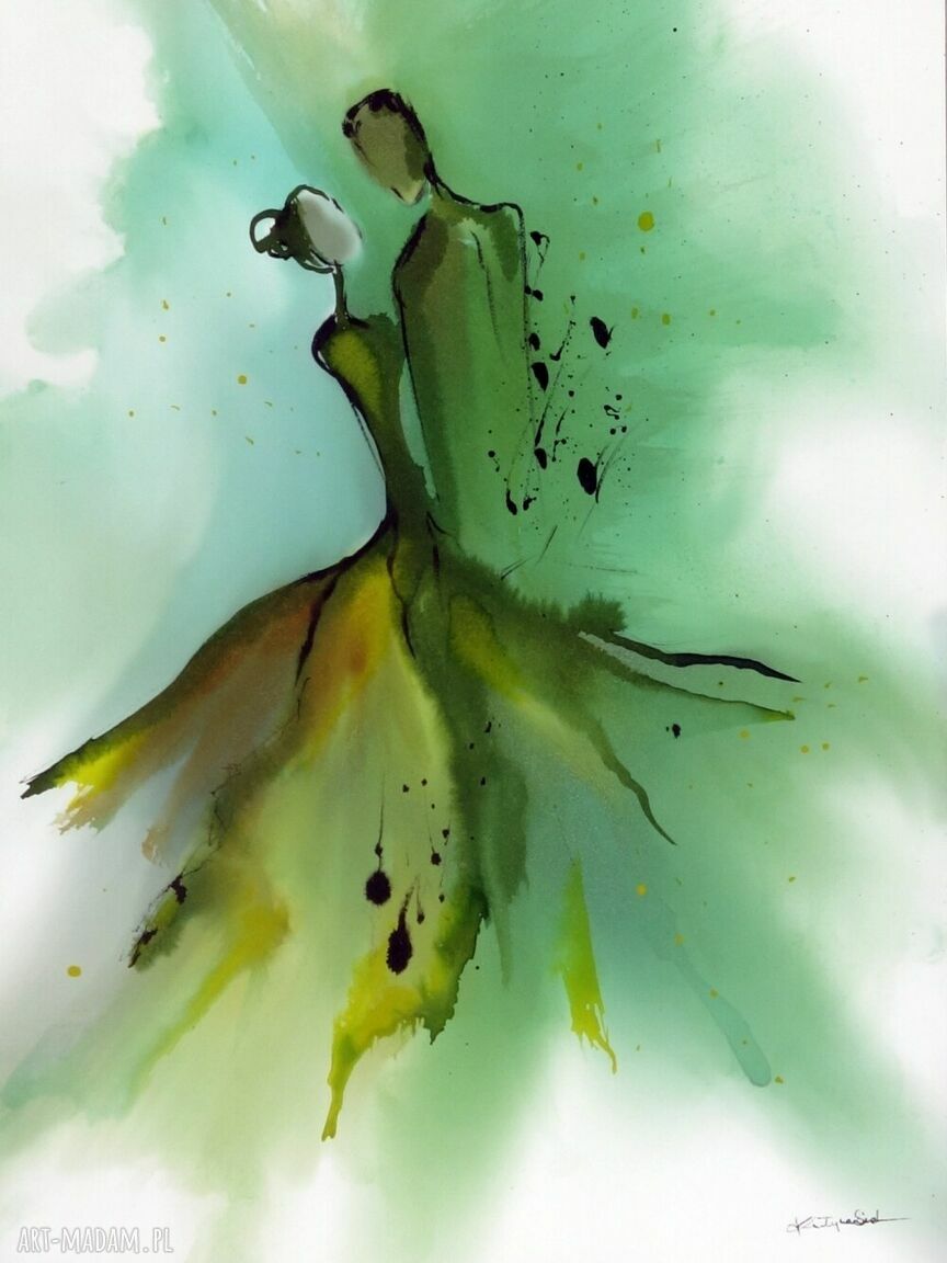 Obraz ręcznie malowany 30x40 cm nowoczesna abstrakcja w tuszu i akwareli