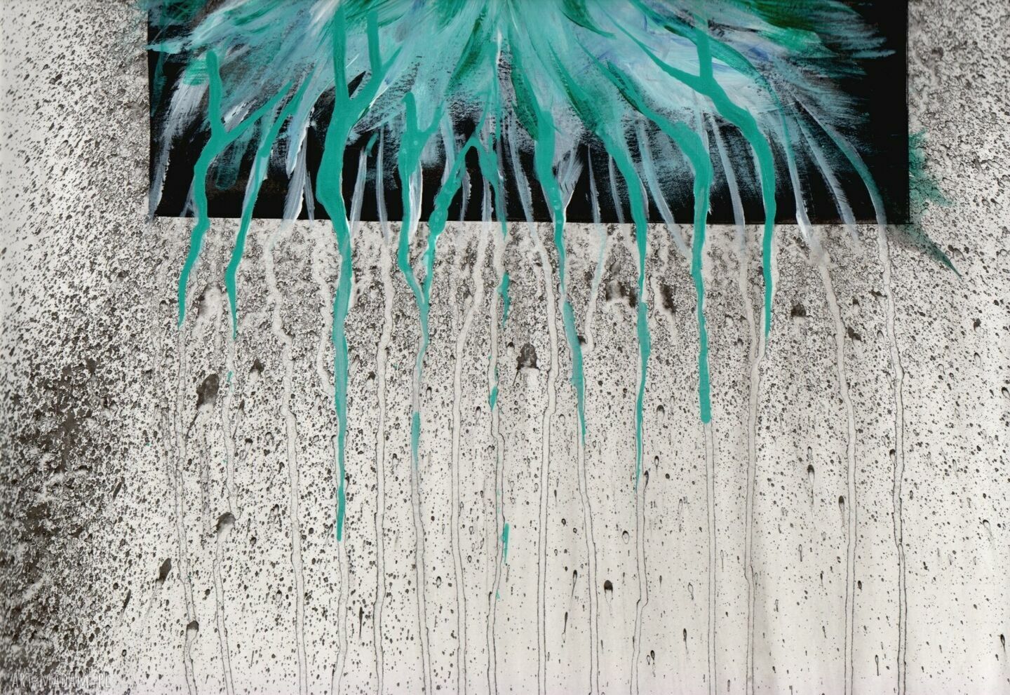 Obraz ręcznie malowany 50x70 cm abstrakcja z baletnicą, akwarela i tusz (bez oprawy)