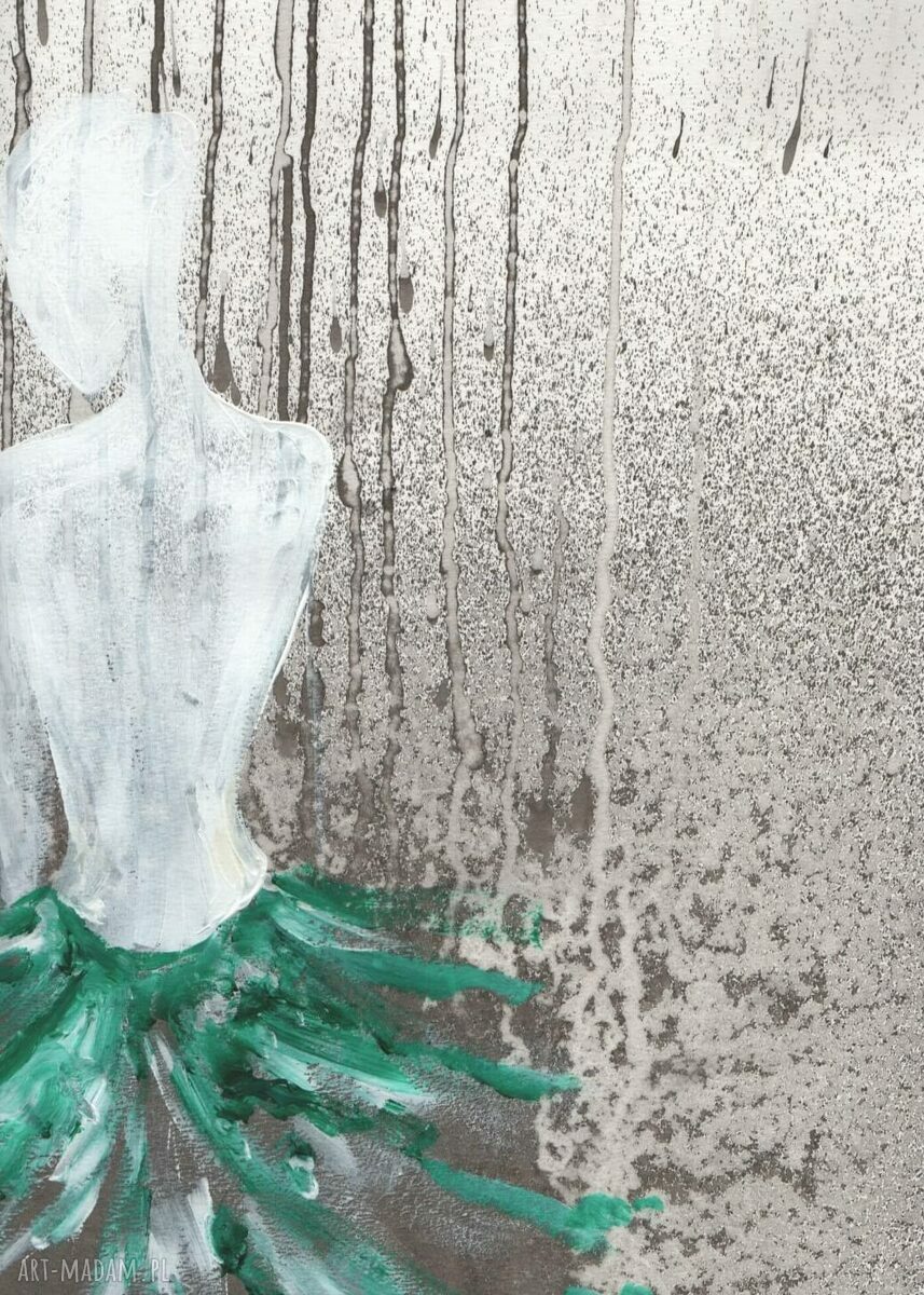 Obraz ręcznie malowany 50x70 cm nowoczesna abstrakcja w akwareli i akrylu