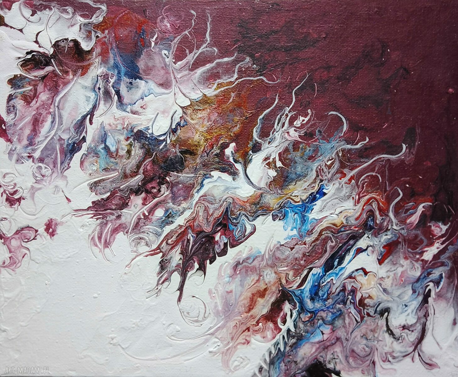 Obraz akrylowy w technice pouring "Moc Fioletu" 24x30 cm