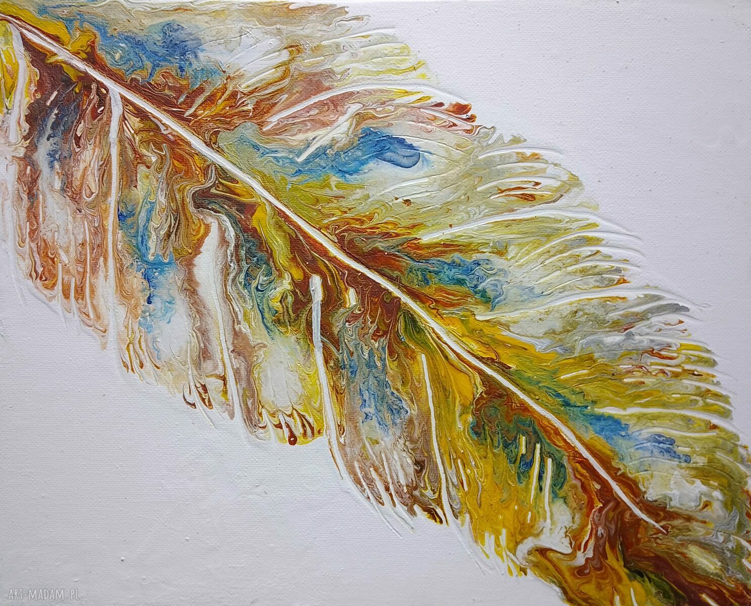 Obraz ręcznie malowany akrylowy pouring „Moc żółci” - 24x30 cm