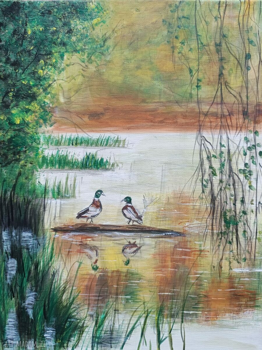 Obraz ręcznie malowany akrylowy Bezszumne rendez-vous - 30x24 cm