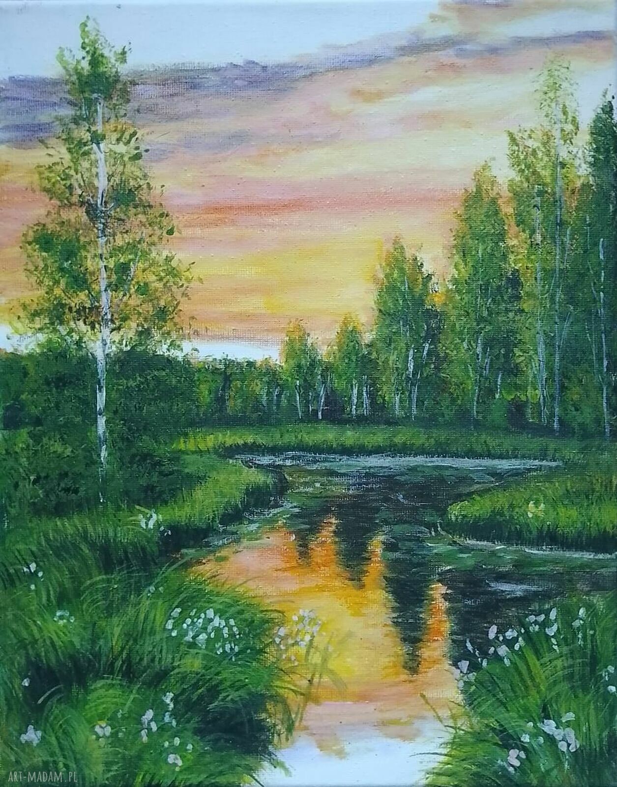 Akrylowy pejzaż „Gdy wstaje dzień” 30x24 cm - obraz ręcznie malowany