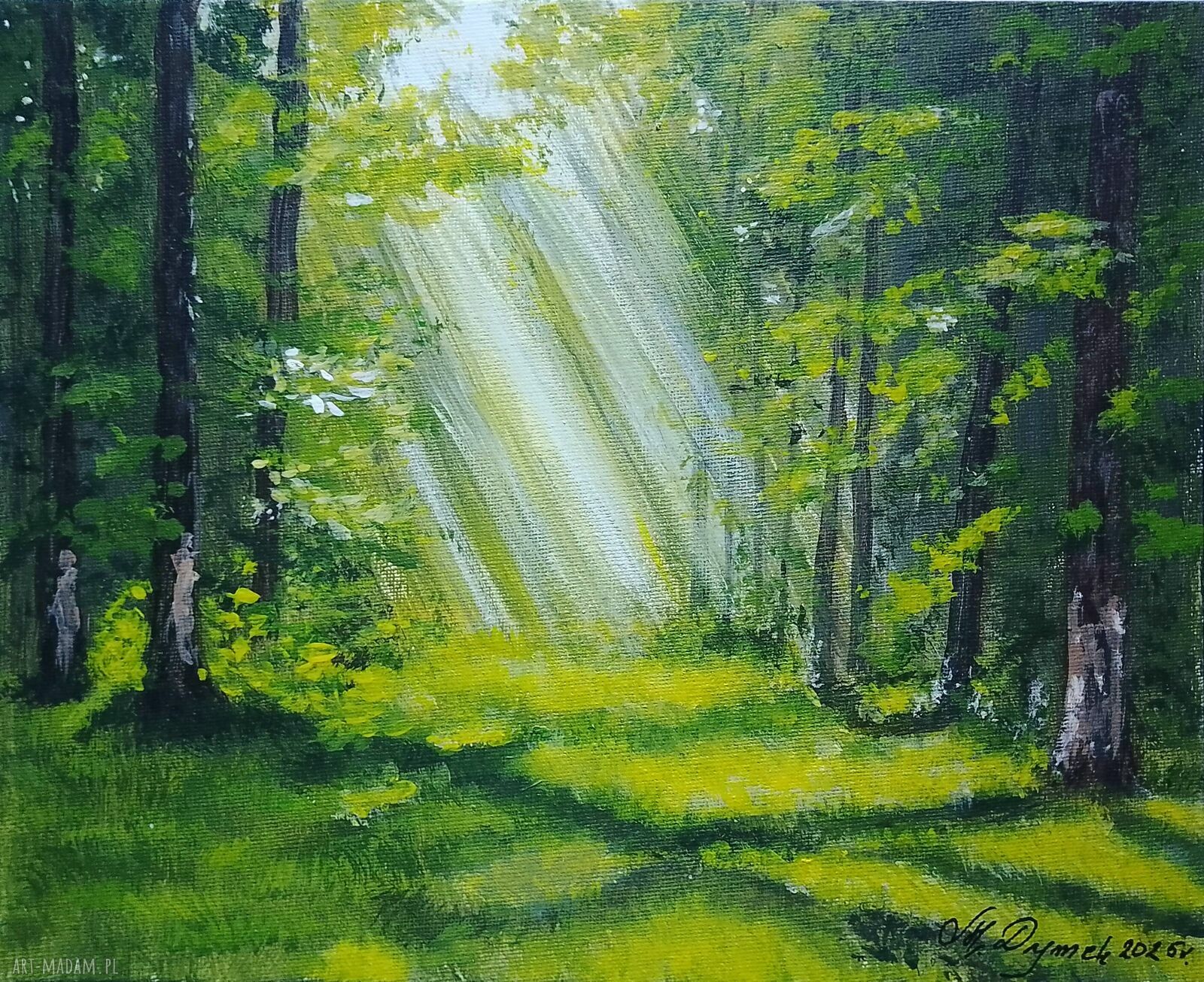 Obraz ręcznie malowany akrylowy „Im dalej w las” - 24x30 cm