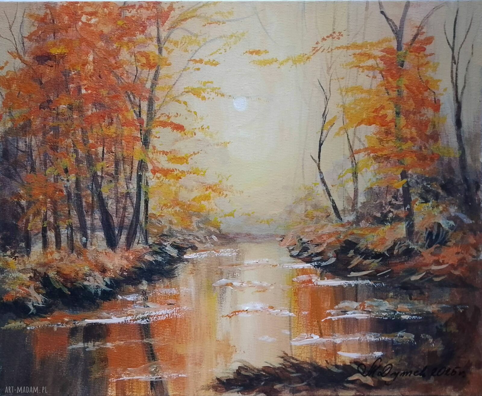 Obraz ręcznie malowany akrylowy „Jesienna melancholia” 24x30 cm