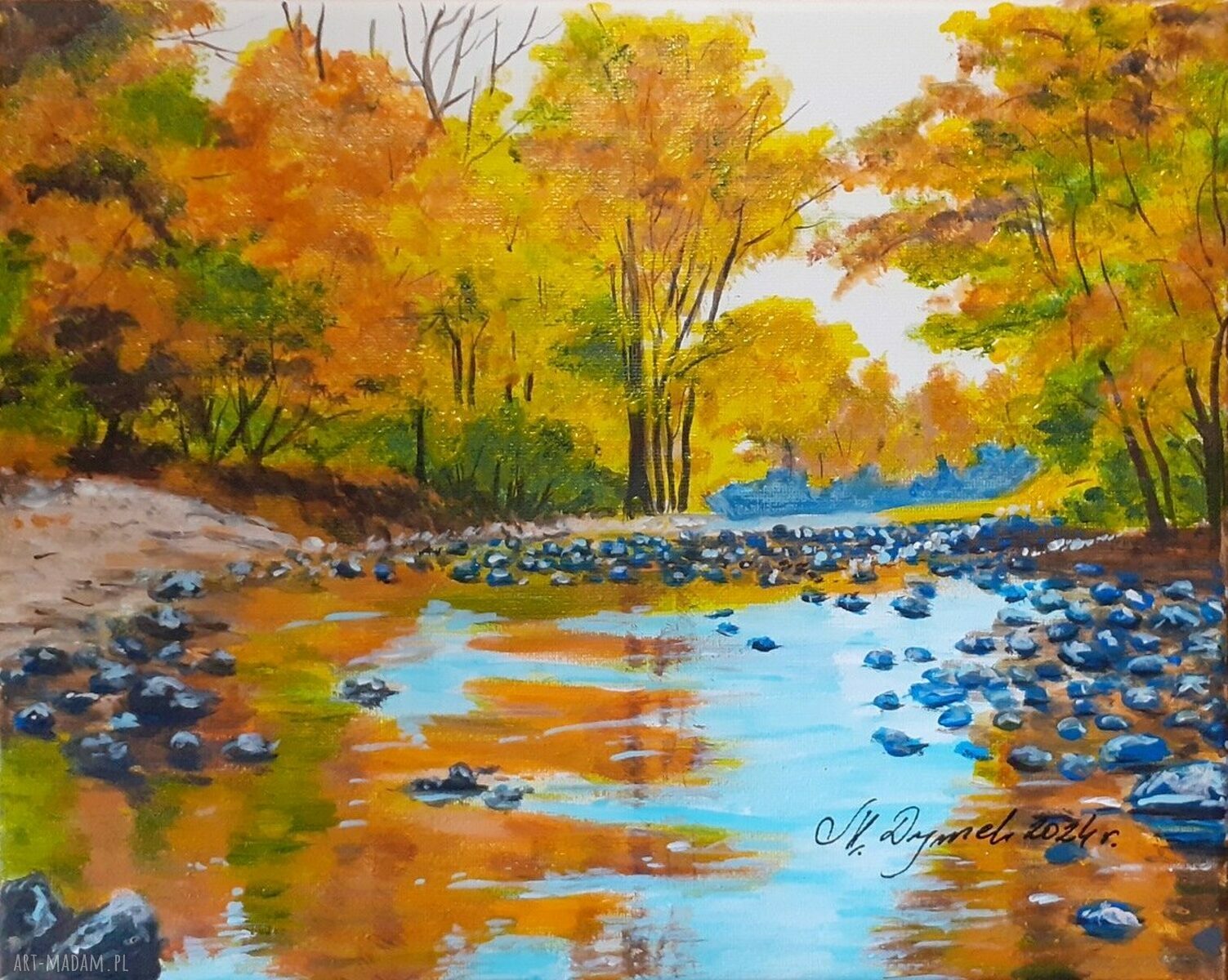 Obraz ręcznie malowany akrylowy „Kolorowy Las” 24x30 cm