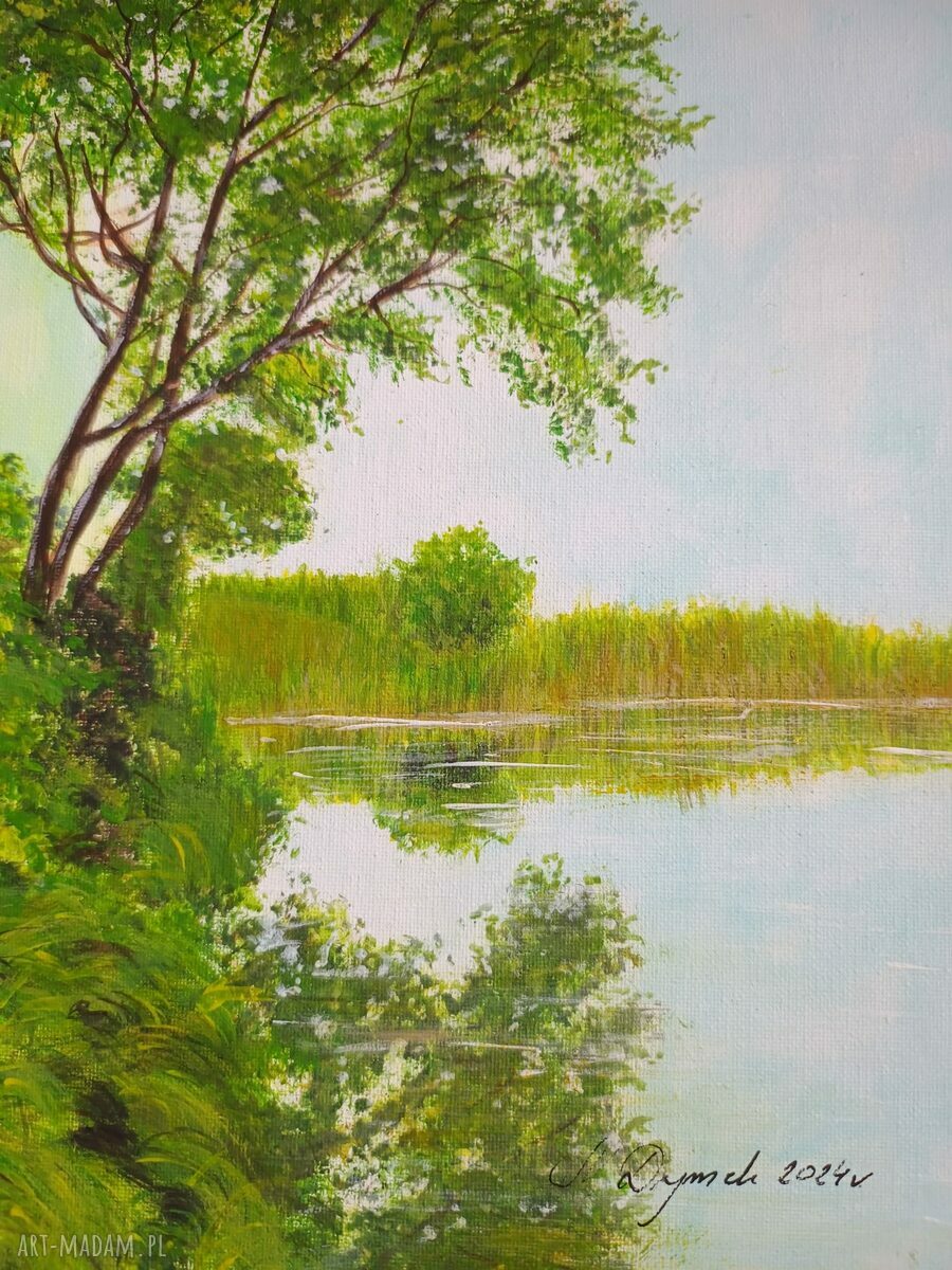 Obraz akrylowy „Nad cichą wodą” 30x24 cm - ręcznie malowany pejzaż