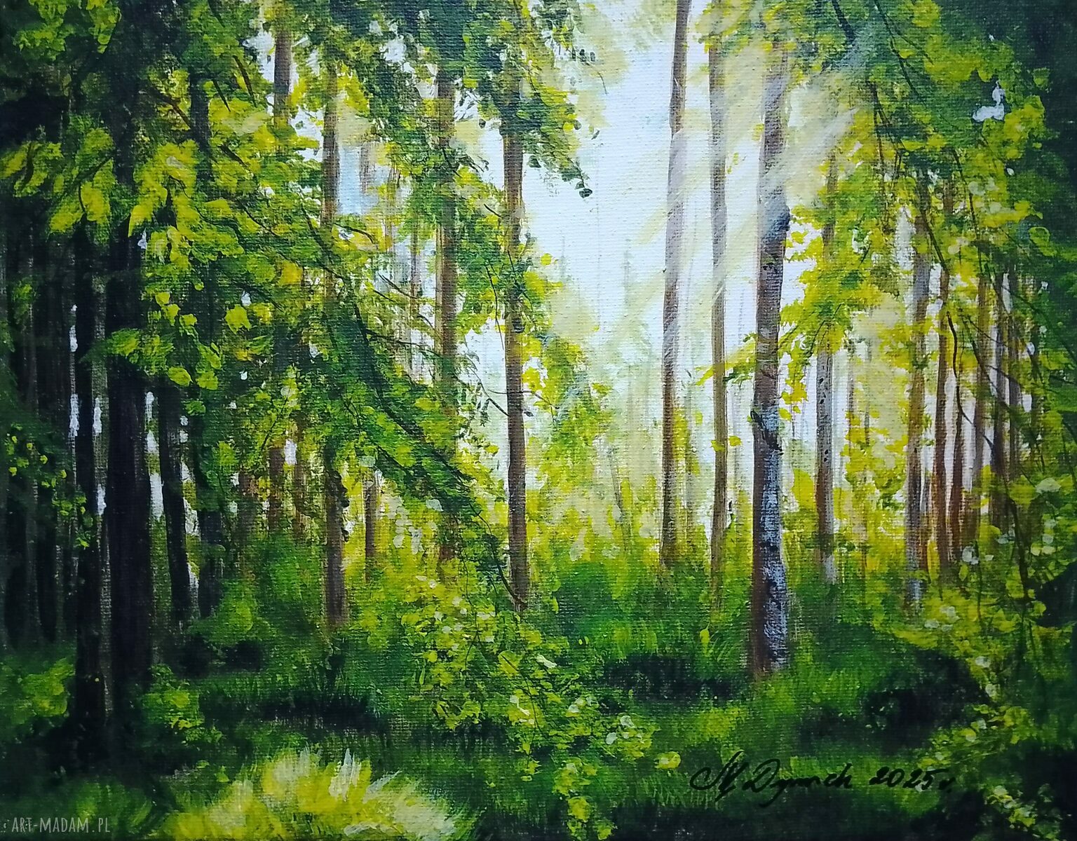 Obraz ręcznie malowany akrylowy „Odrzewionym przesmykiem” 24x30 cm