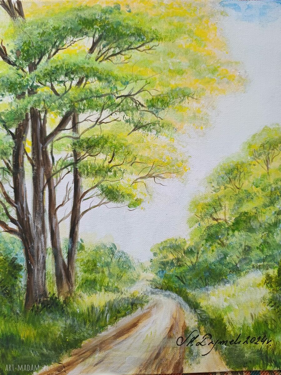 Obraz ręcznie malowany akrylowy „Prosto przed siebie” 30x24 cm