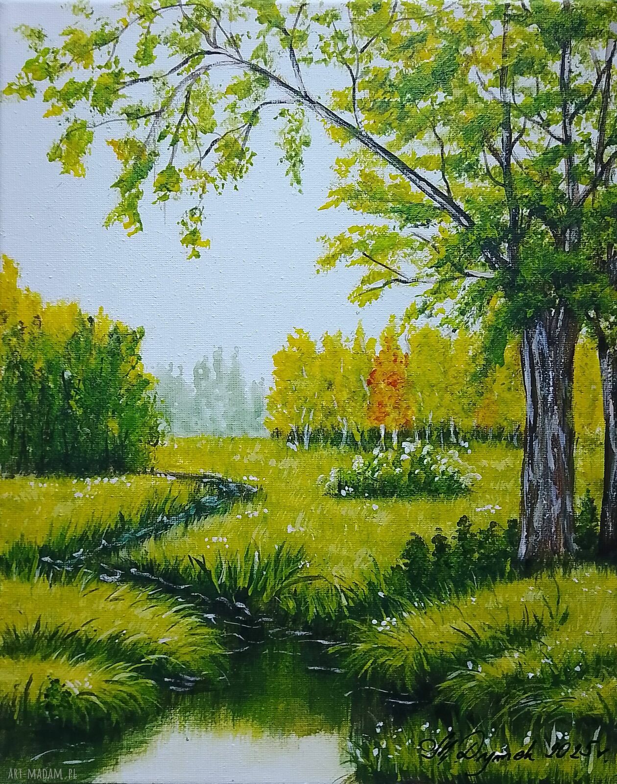 Obraz ręcznie malowany akrylowy “Subtelność przemijania” 30x24 cm