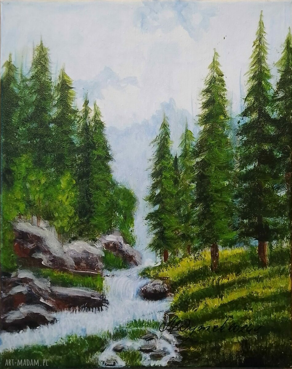 Obraz akrylowy „Świerkowa ściana” 30x24 cm