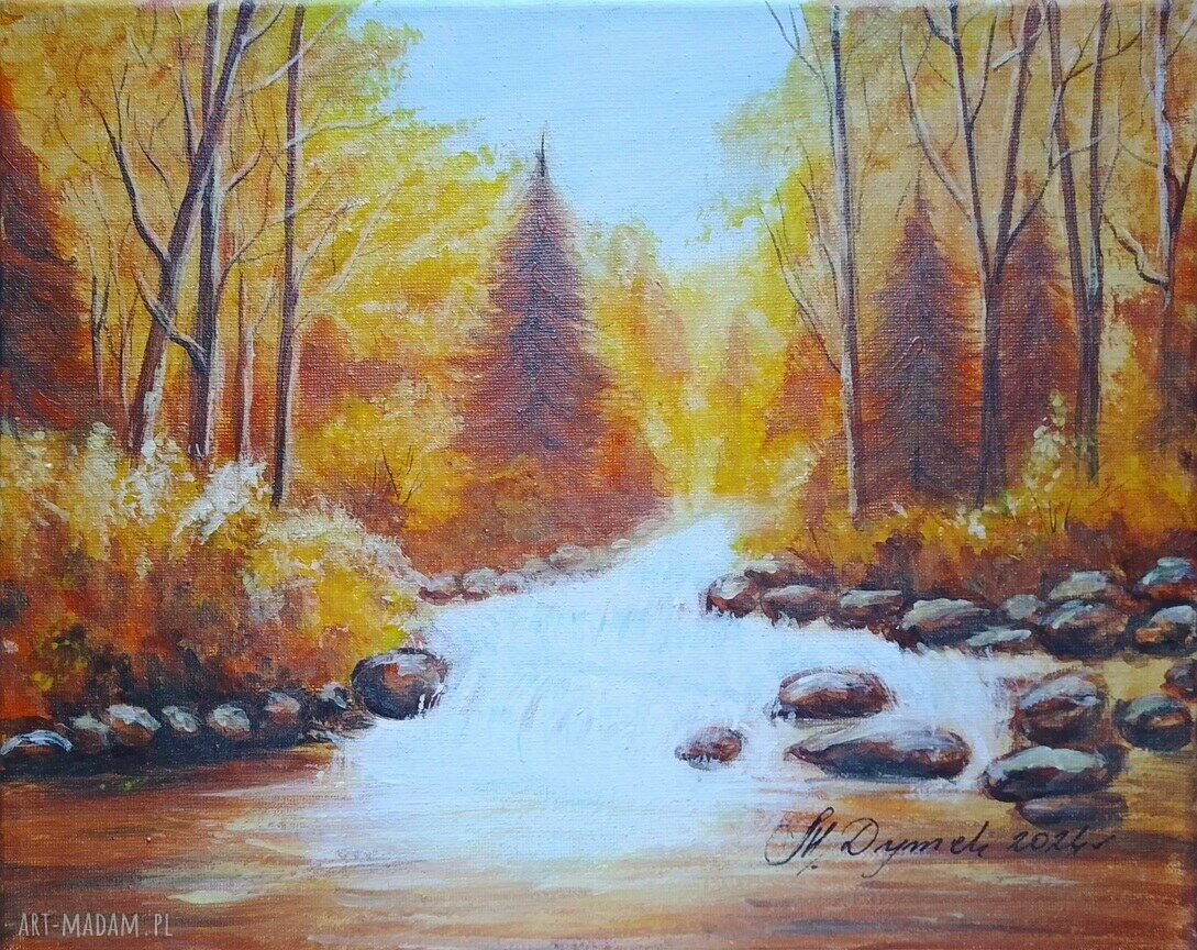 Obraz ręcznie malowany akrylowy „W barwach brązu” - 24 x 30 cm