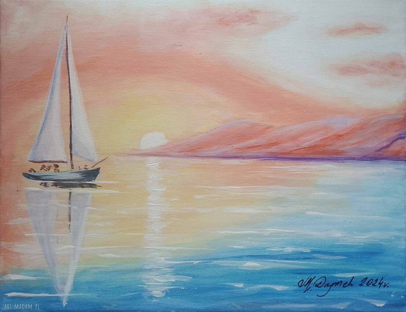 Obraz akrylowy „W bezkresach oceanu” 24x30 cm - morze z odbiciem w wodzie