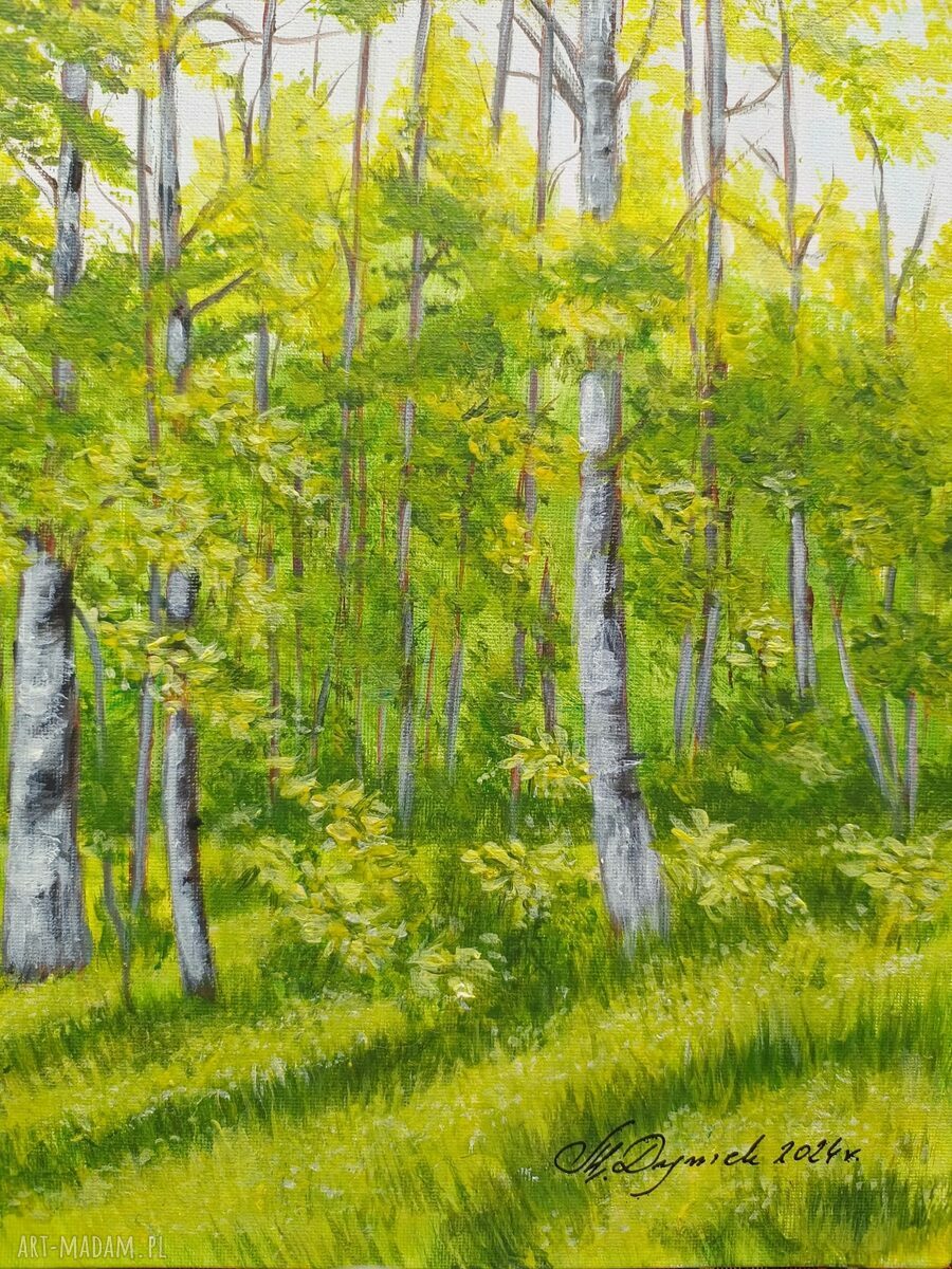 Obraz akrylowy „W głębi brzóz” - 30x24 cm