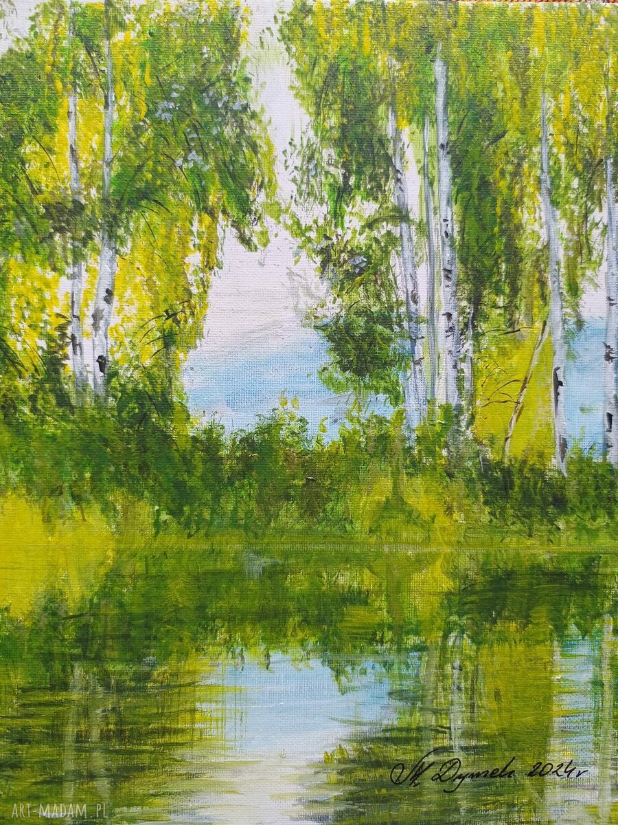 Obraz ręcznie malowany akrylowy "W krystalicznym odbiciu" 30x24 cm