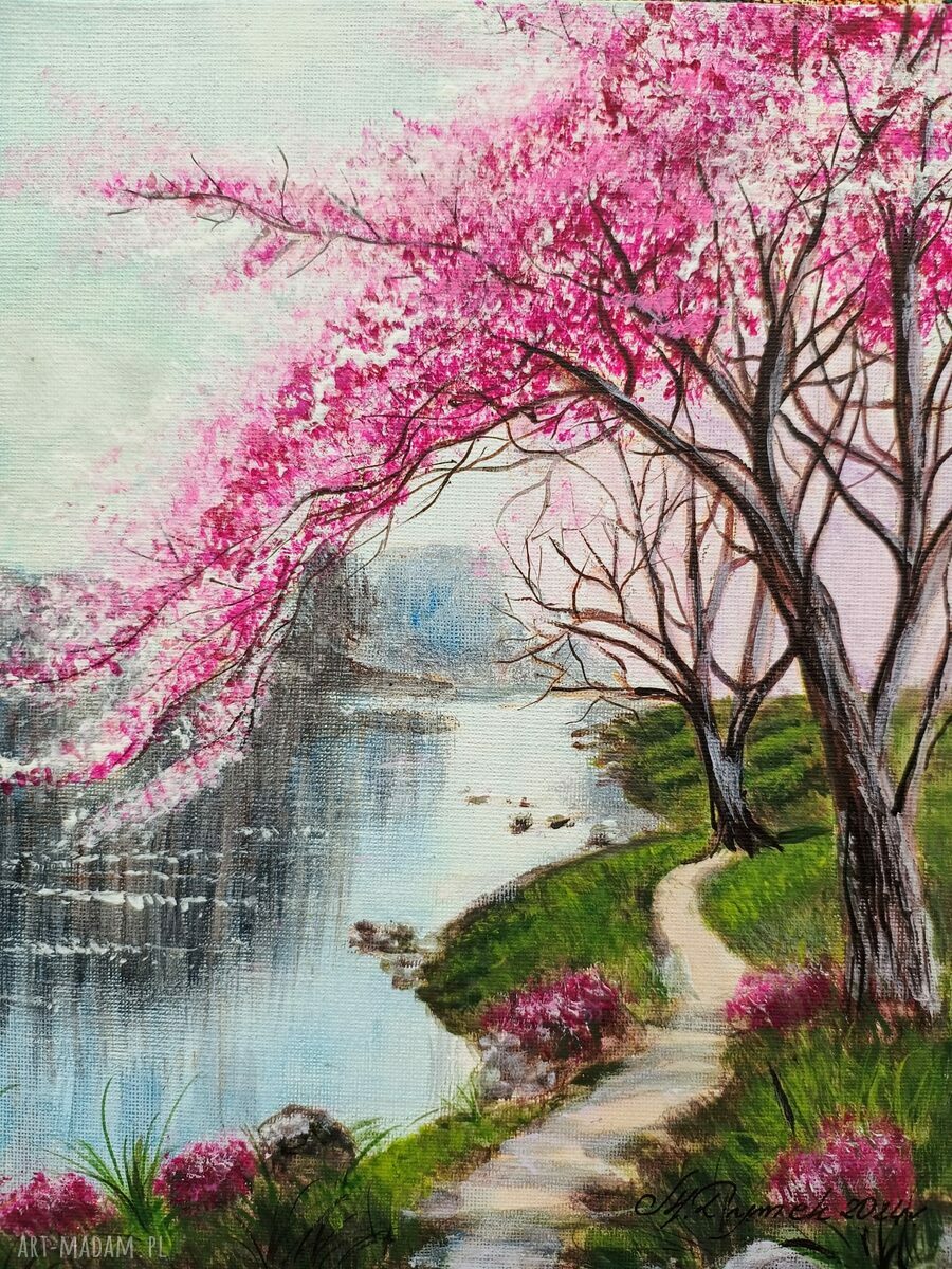 Oryginalny obraz akrylowy „W liliowym różu” 30x24 cm ręcznie malowany