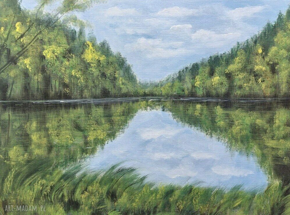 Obraz ręcznie malowany akrylowy 'W lustrzanym odbiciu' - 30x40 cm