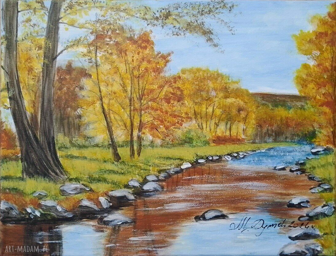 Obraz ręcznie malowany akrylowy „W odbiciu tęczy” 24x30 cm